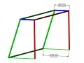 Schemat bramki do piłki ręcznej z wymiarami: 100 cm szerokości podstawy i 80 cm wysokości.