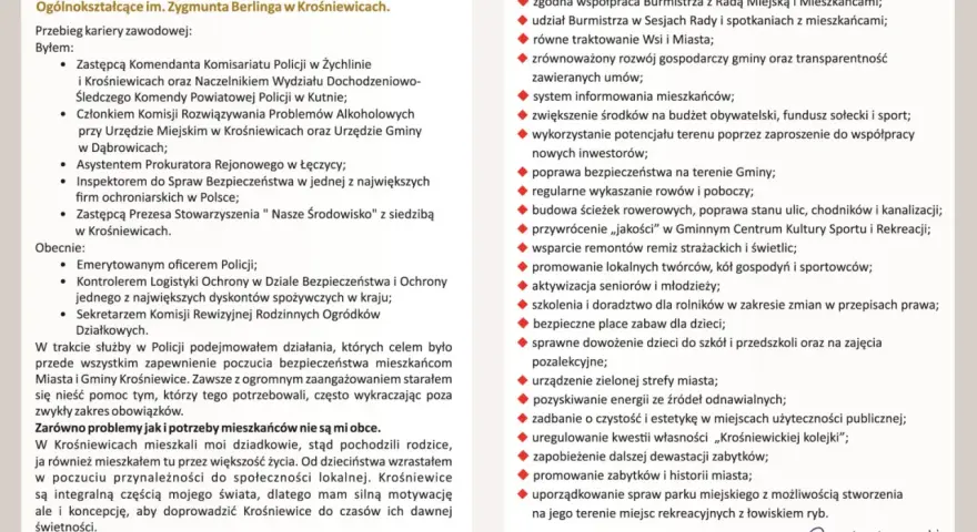 Bartosz Janiszewski, kandydat na burmistrza, przedstawia swój program wyborczy.