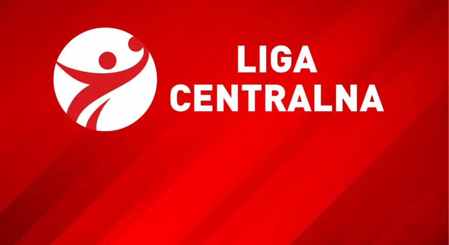 Logo z białą postacią w ruchu i napisem LIGA CENTRALNA.