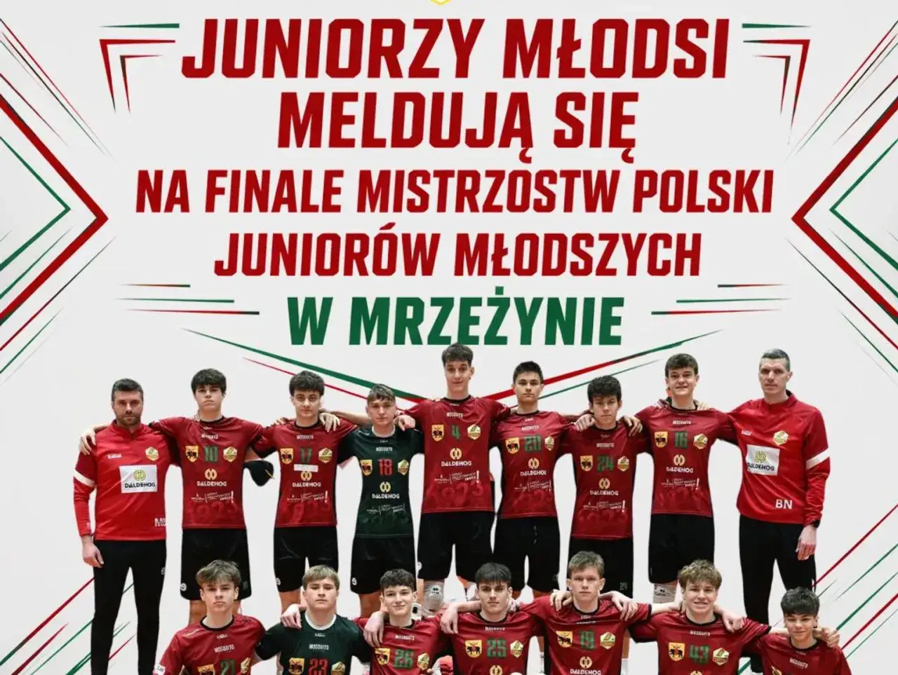 Drużyna junior&oacute;w młodszych świętuje awans na finał mistrzostwa Polski junior&oacute;w w Mrzeżynie.